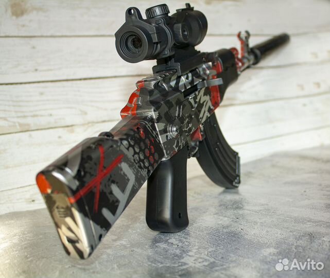 Игрушечный автомат Калашникова цвет красные линии