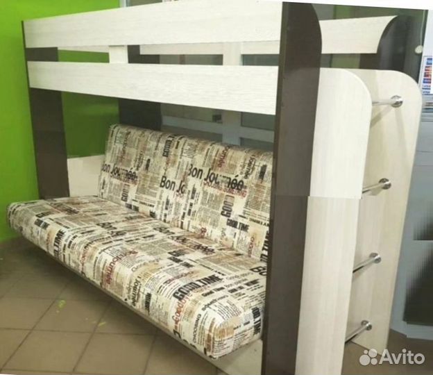 Кровать двухъярусная с диваном