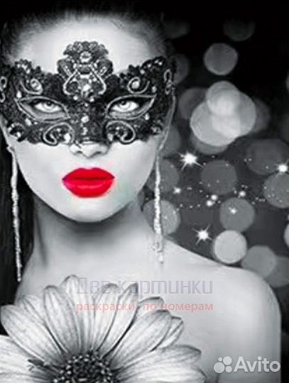 Алмазная мозаика 40x50 Красивая девушка с цветком