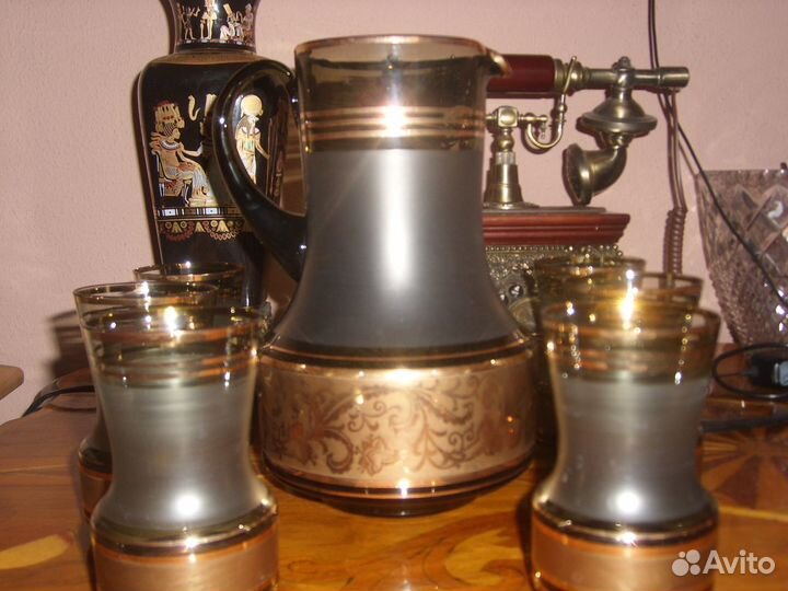 Графин со стаканами богемия