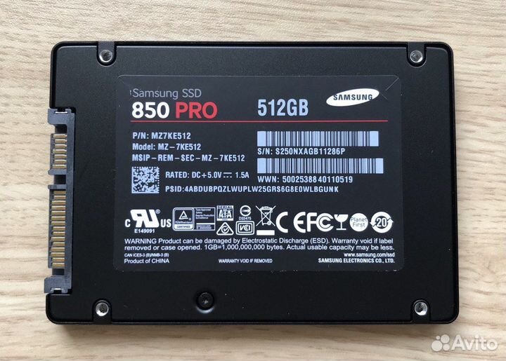 Диск SSD Samsung 850 PRO 512Гб (health 99)