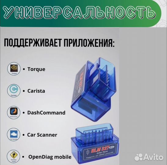 Диагностический сканер ELM327 OBD 2 Ver.1.5