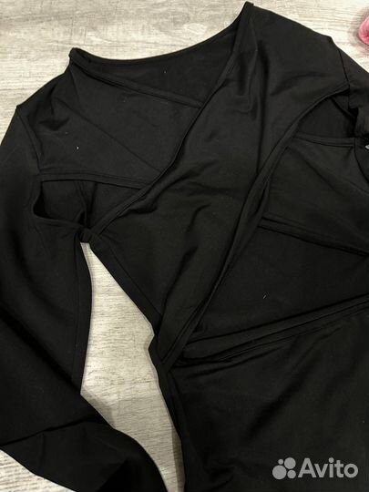 Боди женское черное с длинным рукавом