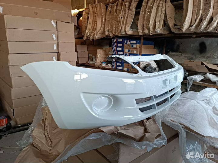 Бампер передний лада гранта белый
