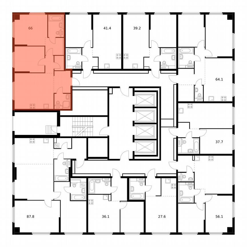 2-к. квартира, 66 м², 25/32 эт.
