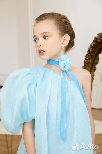 Нарядное платье 122 см Роскошь с детства голубое