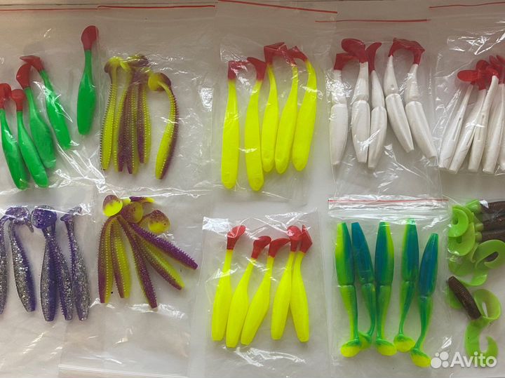 Набор силиконовых приманок виброхвост твистер 40шт