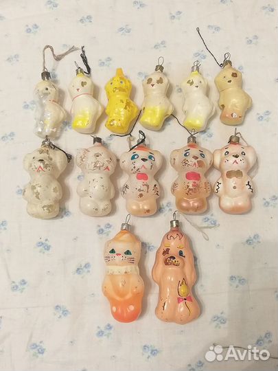 Елочные игрушки СССР. Кошки, собаки