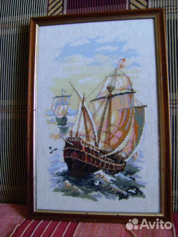 Картина вышивка в рамке 