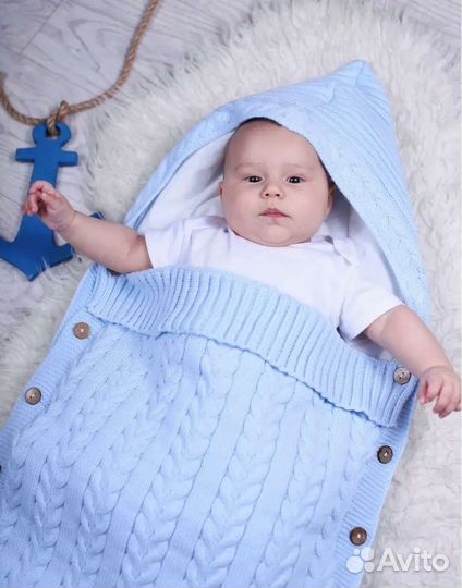 Конверт на выписку вязанный утепленный