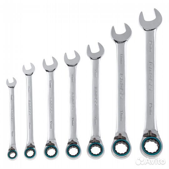 Набор ключей с трещоткой, 8-19 мм, 7 шт, Gross