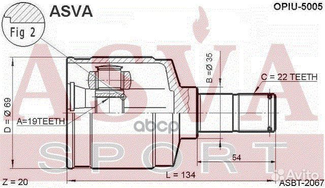 ШРУС внутренний перед лев opiu5005 asva