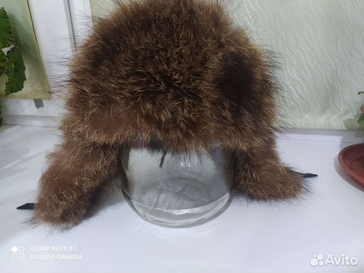 Шапка мужская кожаная с натуральным мехом