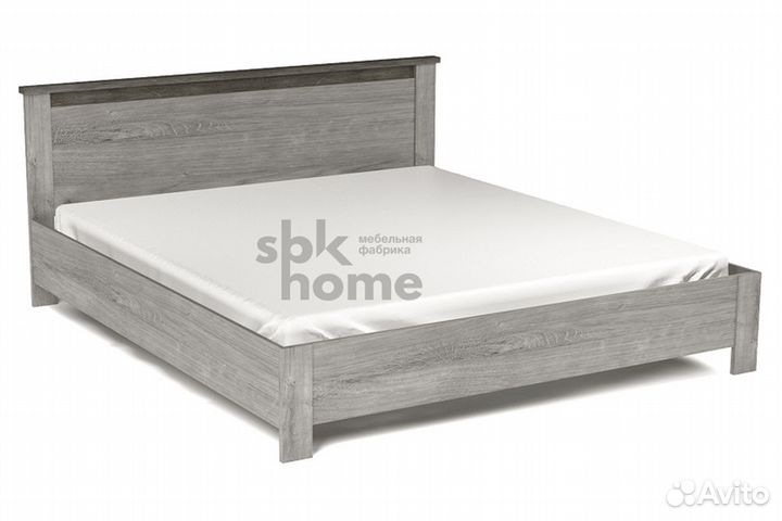 Денвер кровать 180 см (риббек серый/камень темный)