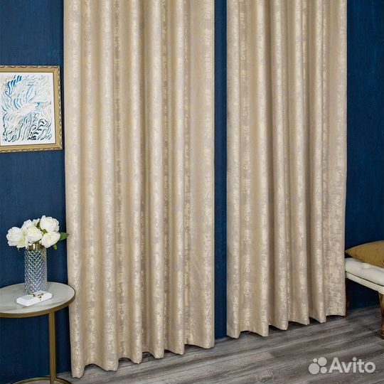 Комплект штор мрамор Зарина Золото