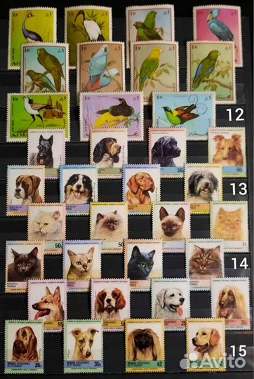 Коллекция марок фауна 60-90х 9 (чистые)
