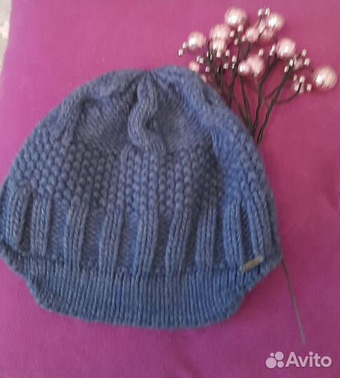 Шапка женская вязаная, р.56-58, цвет джинс