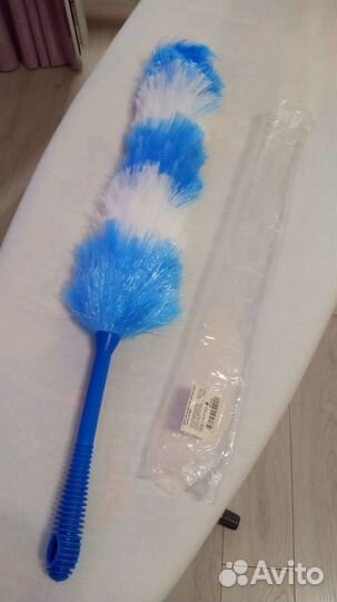 Щётка-сметка для пыли, пластиковая, 61 см, голубая