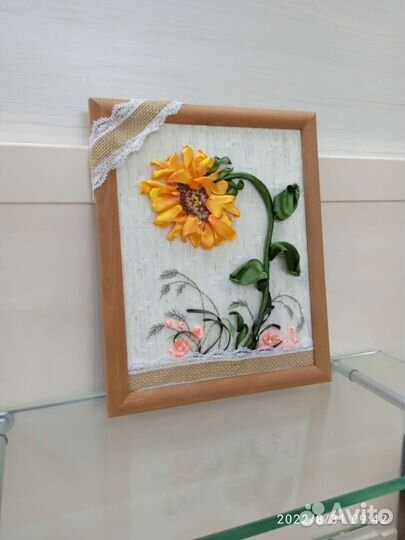 Картина, вышивка лентами