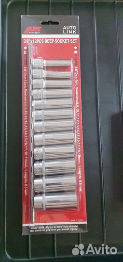 Набор головок торцевых глубоких 12-гранных 3/8