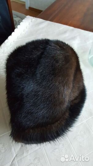 Шапка женская норка, тёмнокоричневая размер 57