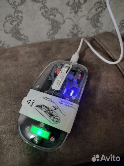 Беспроводная мышь прозрачная серая новая