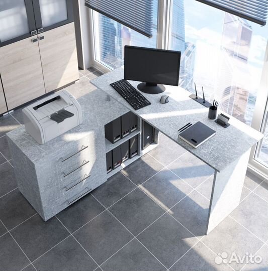 Стол письменный Алькор в цвете Бетон