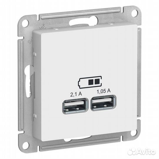 Розетка USB AtlasDesign тип A+A 5В 1х2.1А 2х1.05А