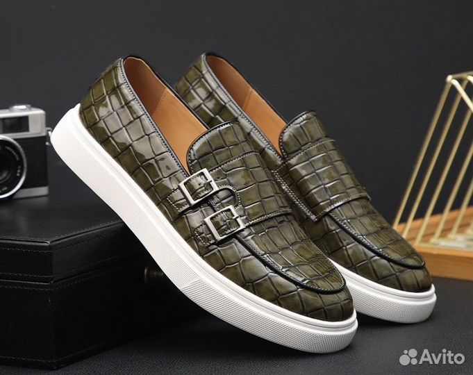 Слипоны мужские кожаные