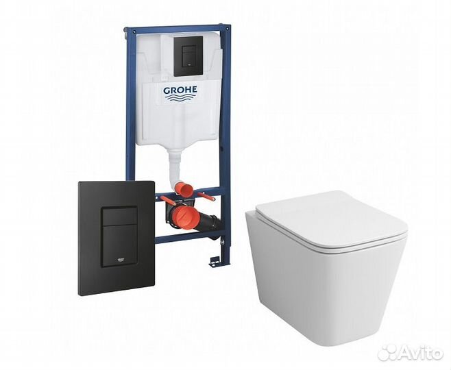 Система инсталляции grohe с черной кнопкой