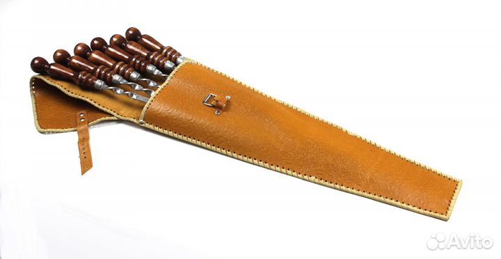 6 профессиональных шампуров в кожаном чехле