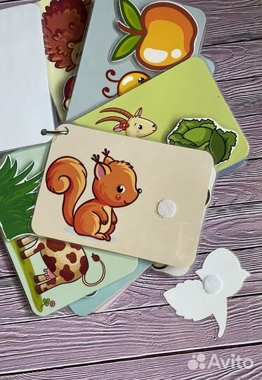 Развивающие книжки/карточки на липучках разные
