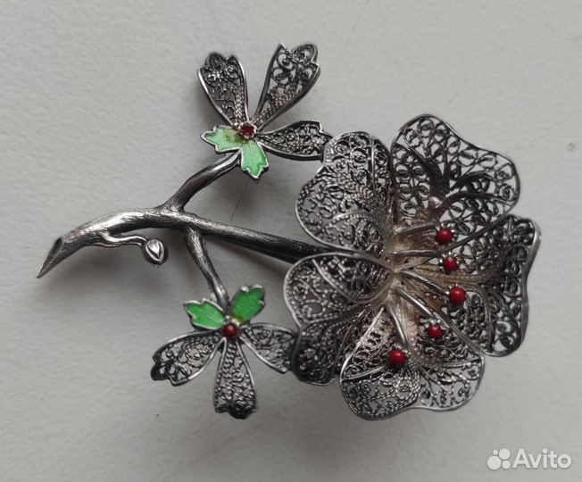 Антикварная брошь серебро