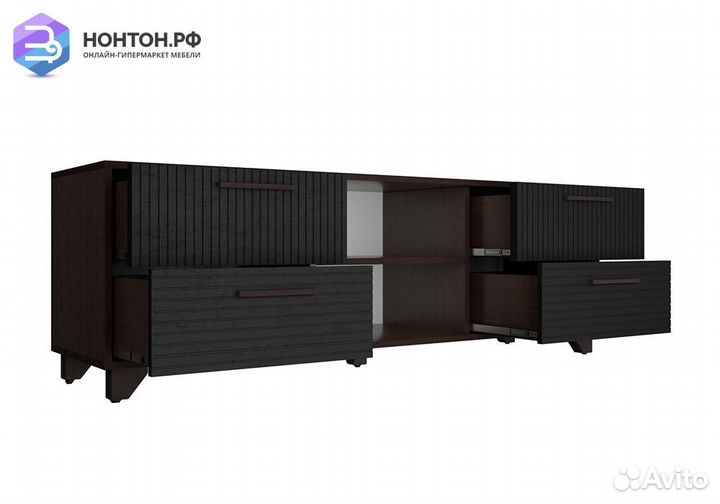 Тв-тумба с нишей Копенгаген венге / черный матовый