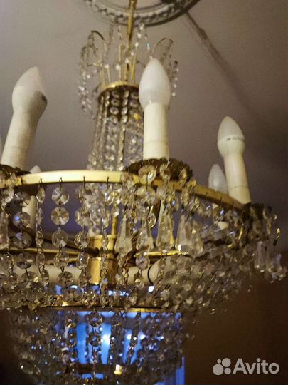 Хрустальная люстра СССР винтажная чехия