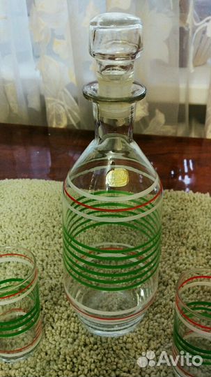 Графин штоф и 6 стопок богемия винтаж