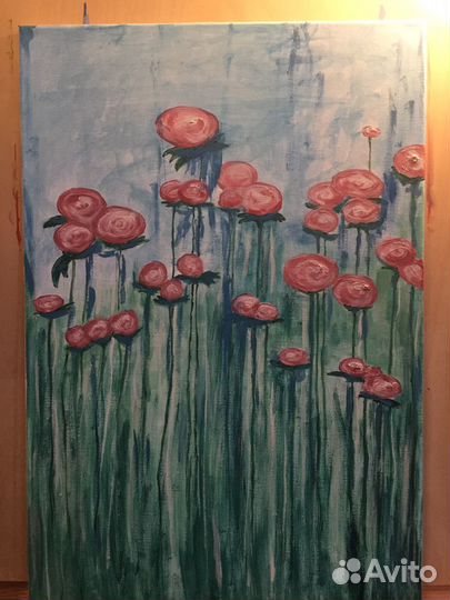 Картина «Лесная роза». Абстракция. Холст.Акрил.40x