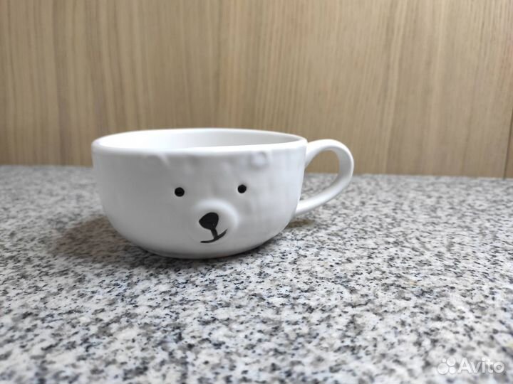 Набор белой посуды для детей с медведем