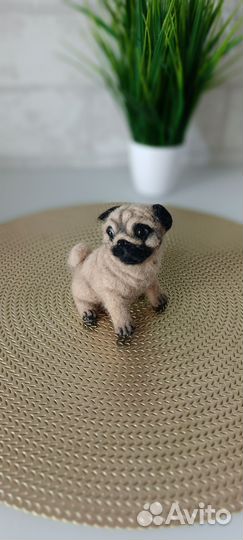 Мопс из шерсти