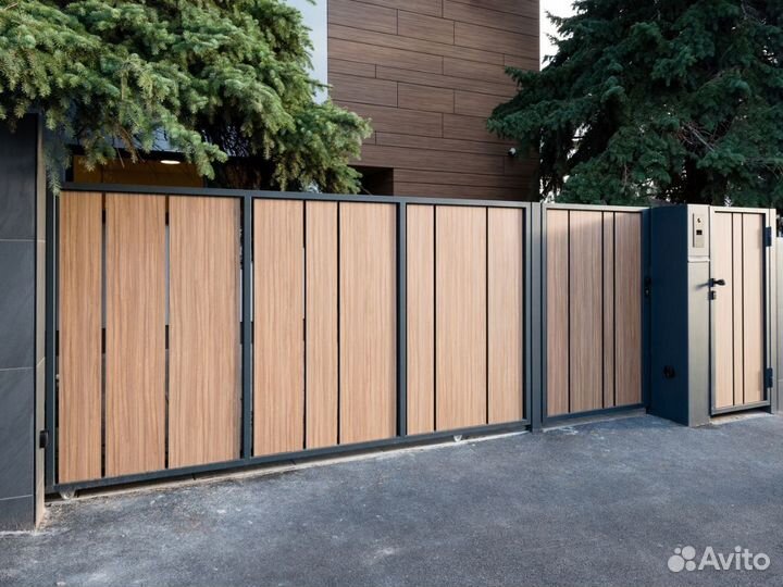 Откатные ворота с калиткой монтирование до 3-х дн