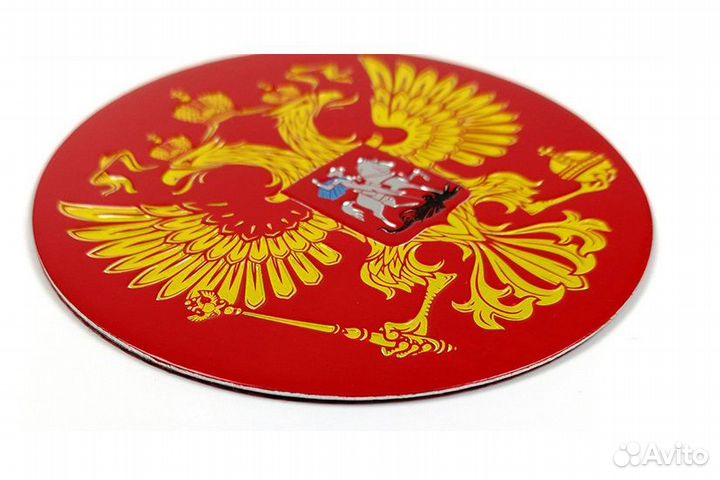 Металлическая наклейка на авто герб России шильдик