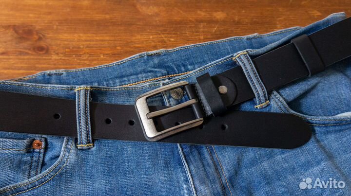 Ремень кожаный мужской чёрный