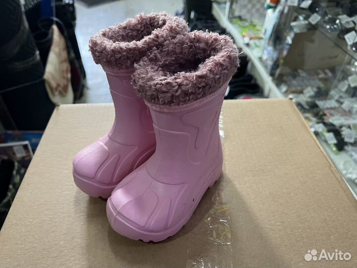 Детские резиновые сапоги 24 25р розовые