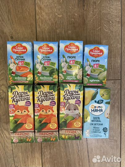 Детское пюре и соки