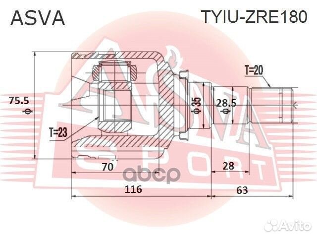 ШРУС внутренний перед лев tyiu-ZRE180 asva