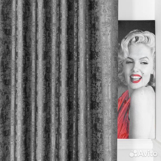 Шторы мрамор Зарина тёмно-серый готовые