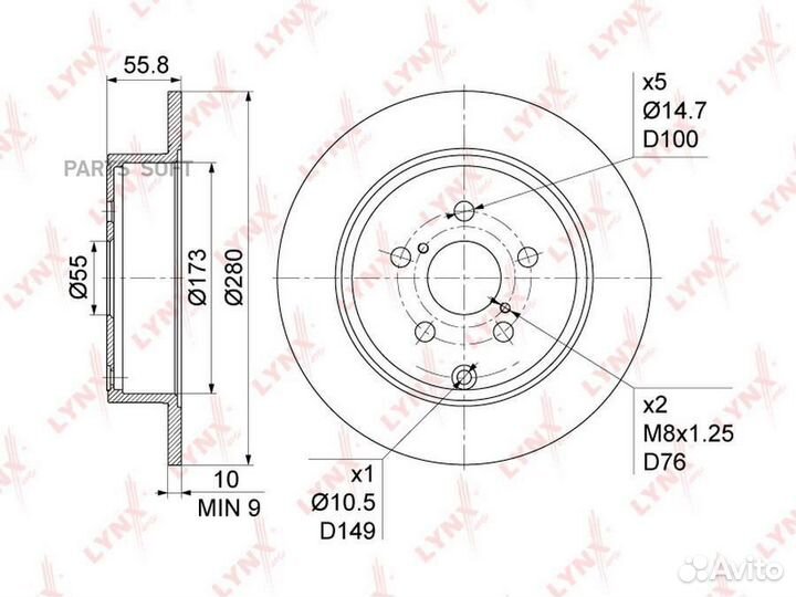Lynxauto BN1142 Диск тормозной зад