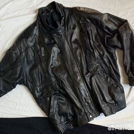 Винтажный бомбер натуральная кожа y2k
