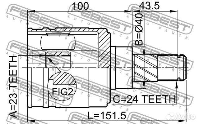 Шрус внутренний 23x40x24 nissan pulsar n15 95