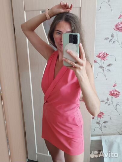 Коралловый женский комбинезон 44/46 Stradivarius